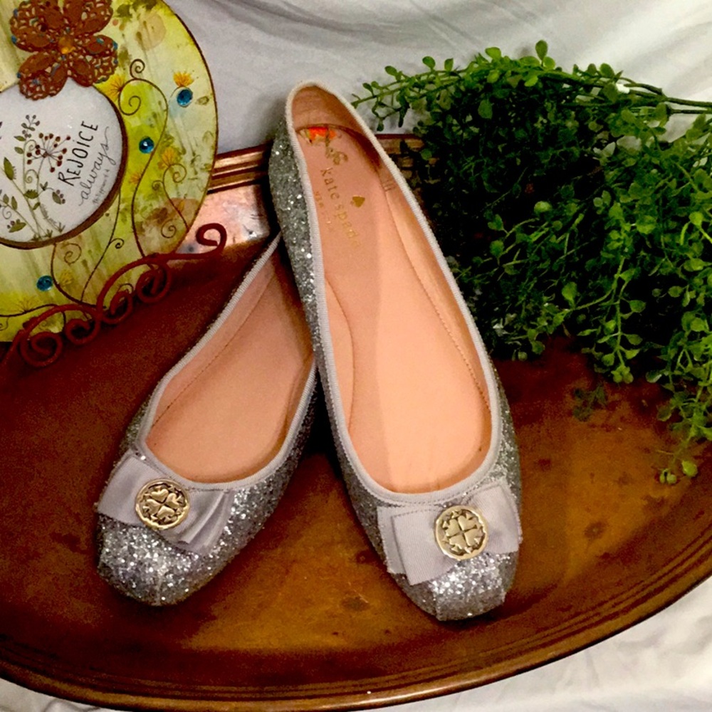 Kate Spade silver sparkle flats as is 9.5